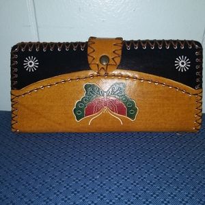 Hand tooled leather wallet